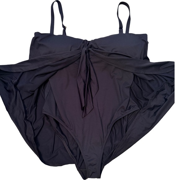 Lauren Ralph Lauren 18W Black Flyaway Swimdress One Piece Swimsuit NWT - Picture 2 of 5